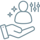 Icon of hand supporting person with settings.